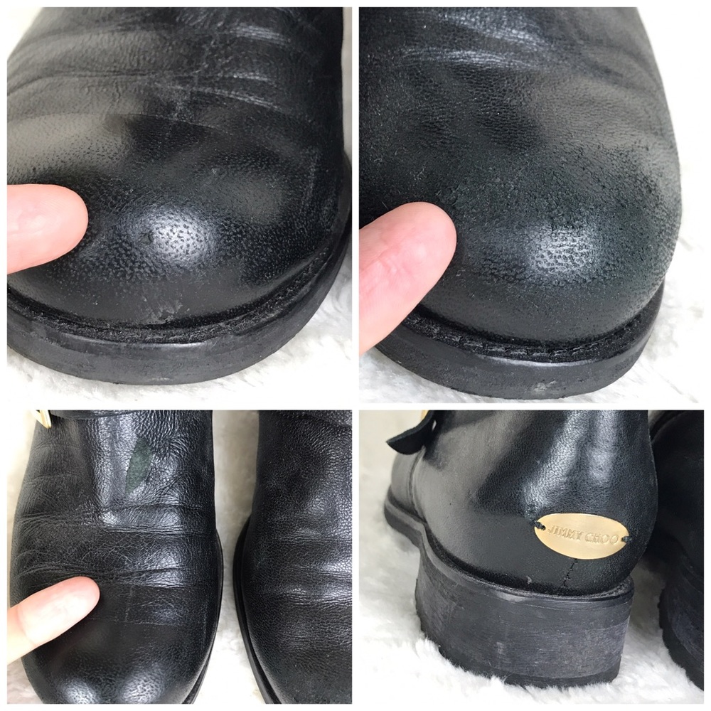 Jimmy Choo Black Rabbit Fur Lined Biker Boots US 6 - Picture 5 of 8
